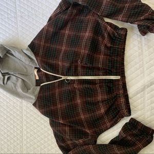 Cropped plaid hoodie